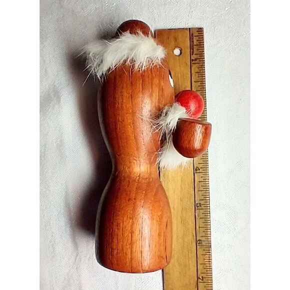 Danish 1970's"Viking" Grandpa w Pipe Hat Teak Approx. 6" Tall - Picture 7 of 9